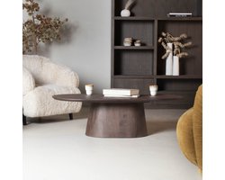 Giga Meubel Salontafel Stijn - Deens Ovaal Donkerbruin Hout - 130x60x35cm