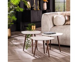 Giga Meubel Salontafel Stone - Marmer Composiet - Set van 2 - 42x47x40cm