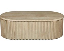 Giga Meubel Salontafel Sven Ovaal - Travertin/Hout - Naturel - 120x60x40cm