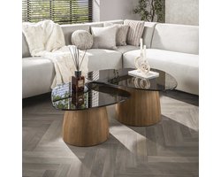 Giga Meubel Salontafel Tinto - Driehoekig Brons Glas - Set van 2