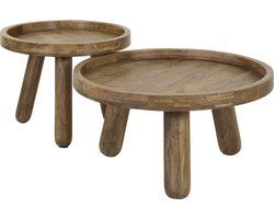 Giga Meubel Salontafel Tripod - Naturel Hout - Set van 2 - 80x80x40cm