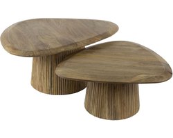 Giga Meubel Salontafel Wave - Naturel Hout - Set Van 2 - 93x72x43cm