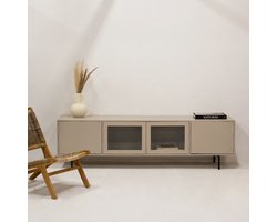 Giga Meubel Tv-Meubel Gita - Mangohout/Metaal/Glas - Taupe - 200cm