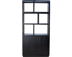 Giga Meubel Vakkenkast Luxurious - Zwart Mangohout - 100x45x210cm