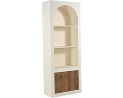 Giga Meubel Vakkenkast Miné - 80x38x210cm - Mangohout - Beige