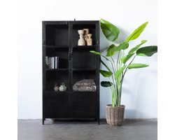 Giga Meubel Vitrinekast Big - Zwart Metaal - 100x43x180cm