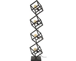 Giga Meubel Vloerlamp Kubus - Zwart Metaal - 4-Lichts - 35x35x150cm