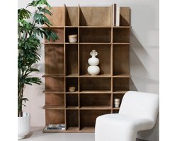 Giga Meubel Wandkast Lumo - Mangohout - Lichtbruin - 140x38x200cm