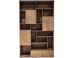 Giga Meubel Wandkast Nala - Donkerbruin Hout - 120x40x200cm
