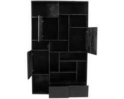 Giga Meubel Wandkast Nala - Mangohout - Zwart - Incl. Lades - 120x40x200cm
