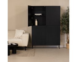 Giga Meubel Wandkast Roman - Zwart Mangohout - 120x40x180cm