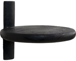 Giga Meubel Wandplank Febe - Mangohout Zwart - Rond - 25x25x20cm