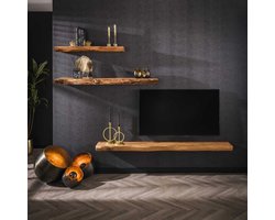 Giga Meubel Wandplank Tree - Naturel Acaciahout - 150x25x8cm