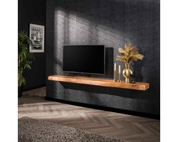 Giga Meubel Wandplank Tree - Naturel Acaciahout - 200x25x8cm