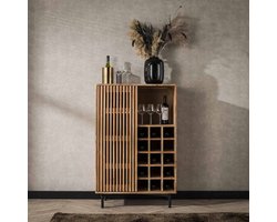 Giga Meubel Wijnkast Slide - Naturel Acaciahout - 80x43x122cm