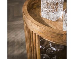 Giga Meubel Wijntrolley Wave - Naturel Mangohout - 55x55x79cm