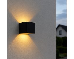 Gigandia Luxe Buitenwandlamp – Moderne LED Wandlamp Voor Binnen & Buiten – IP65 Waterdicht – Warm Wit Licht – Aluminium – Zwart