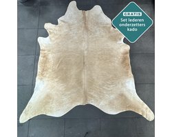GIGANTISCHE 240x220 cm zandkleur koeienhuid vloerkleed - ENORME koehuid kleed beige - koeienvel dierenhuid dierenvel vloer koeienkleed