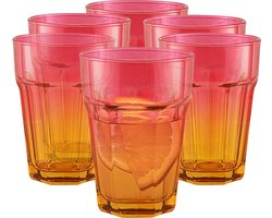 Gigi Magical Sunrise Kleurrijke glazen, set van 6 drinkglazen, 370 ml, cocktailglazen, waterglazen, kleurrijke glazen, caipirinha