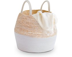 GIGI Opbergmand - Mand - Wasmand - Speelgoedmand - Opbergmanden Kinderkamer -Opvouwbaar Opbergmanden - Rond - Handvaten - 50 liter - Gebroken Wit & Kurk