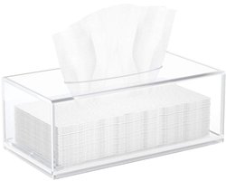Gigicial Acryl tissueboxhouder - rechthoekige servettenhouder - lichtgewicht en duurzaam - 1 stuk - geschikt voor badkamer/keuken - transparant