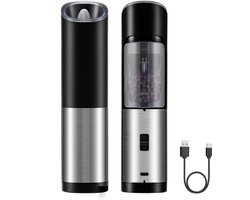 Gigicial Automatische Pepermolen - Elektrische Zout En Pepermolenset - Geavanceerde Zwaartekrachtsensor En Verstelbare Maalgraad - 2 Stuks - Voor Keukenapparatuur Zwarte