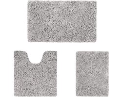 "Gigicial Badkamertapijtset - Grijze Badkamertapijten - Hoge Waterabsorptie & Antislip Onderkant - 3 - Grijs "