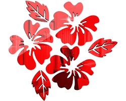 Gigicial Bladspiegelsticker - Woondecoratie DIY Kunst - Lichtgewicht En Eenvoudig Te Installeren Met Spiegeleffect - 1 - Voor Thuis En Commerciële Ruimtes Rood