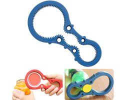 Gigicial Blikopener - Flessenopener - Multifunctioneel herbruikbaar keukengereedschap voor glazen en plastic potten - 1 stuk - Universeel blauw