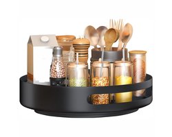 Gigicial Draaibare lade - Keukenopbergrek - 360 graden draaibaar, ruimtebesparend ontwerp - 1 stuk - Geschikt voor koelkasten en kasten, zwart