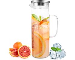 Gigicial Glazen Kan - Waterkan Met Deksel - Dikker Glas En Eenvoudig Ontwerp Uit Één Stuk - 1 - Transparant