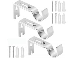 Gigicial Gordijnroedebeugel - kan aan gordijnroedes worden gehangen - geschikt voor slaapkamers/woonkamers/keukens - 3 stuks - 260 gram - zilver