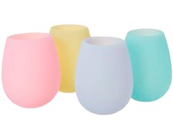 Gigicial Herbruikbare wijnglazen - pastelkleurige wijnglazen - onbreekbaar en vorstbestendig, perfect voor buitenfeesten - 4-pack - picknicks en barbecues in de tuin - geel