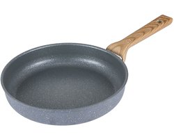 Gigicial Koekenpan - Anti-aanbakpan - Met Maifan-steen en explosiebestendige keramische coating voor gelijkmatige warmteverdeling - Enkel stuk - Universele koekenpan Grijs