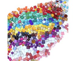 Gigicial Mozaïektegels - Mozaïekglasstukken - Gekleurde Glazen Tegels Voor Knutselen En Decoratie - 1 Set - Voor Volwassenen En Kinderen Meerkleurig