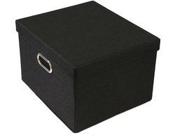 Gigicial Opbergdoos Met Deksel - Archiefdoos Met Hangmappen - Opvouwbaar Voor Opslag/Transport - 1 Stuk - Zwart
