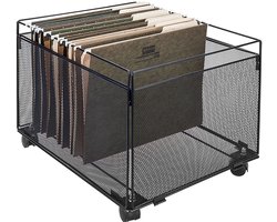 Gigicial Opbergorganizer Voor Hangmappen - Rolbare Archiefwagen - A4-Formaat/Handgrepen - 1 Stuk - Kantoor Of Thuis Zwart