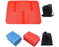 Gigicial Opvouwbaar Zitkussen - Waterdicht Zitkussen - Lichtgewicht Buitenkussen XPE Schuimrubberen Wandelmatten - 2 stuks - Blauw + Rood
