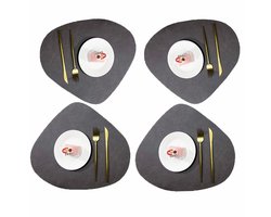 Gigicial Placemats - Wasbare placemats - Dubbelzijdige waterdichte leren 4-delige set - Geschikt voor eettafels en bureaus. Zwart, bruin