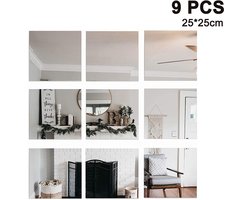 Gigicial Plakspiegel - Plakspiegels Voor Aan De Muur - Reflecterend Oppervlak Lichter Kamercreëren - 25X25cm -9- Woonkamer Kinderspeelkamer Zilver