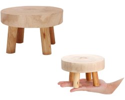 Gigicial Plantenstandaard van massief hout - Plantenstandaard voor binnen - Stevig en duurzaam, vierpuntsondersteuning - 1 stuk - Landelijke tuindecoratie + houtkleur