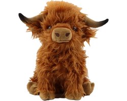 Gigicial Pluche knuffel - Pluche Schotse Hooglandkoe - Realistisch ontwerp - 1 stuk - Geschikt voor kinderen en volwassenen, bruin