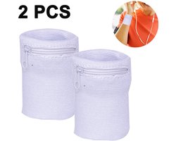 Gigicial Polszweetbandjes - Zweetband Pols - Ademend Materiaal Ritsontwerp - 2 Stuks - Voor Hardlopen Fietsen Sporten Wit