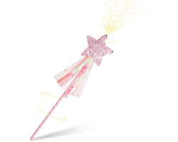 Gigicial Prinsessenstaf - Toverstaf Voor Feeën - Roze Sprankelende Stervormige Wand Met Lichteffecten - 1 Stuk - Voor Kinderfeestjes En Cosplay Rose