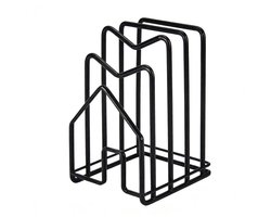 Gigicial Rek voor pannendeksels - Rek voor snijplanken - Huisvormig ontwerp met antislipvoet - 1 stuk - Zwarte keukenopbergoplossing