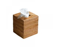 Gigicial Rotan Tissueboxhoes - Kleenex Dooshoezen Vierkant - Natuurlijk Geweven Design & Multifunctioneel Gebruik - 1 Stuk - Voor Woonkamer, Badkamer & Kantoor - Bruin