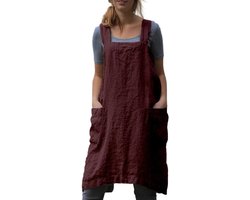 Gigicial Schort - Schorten Voor Vrouwen - Grote Slab Bescherming Tegen Vlekken En Vet + Lichtgewicht Katoen Linnen Materiaal - 1 - Thuis Keuken En Barbecues Wijnrood