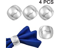 Gigicial Servetringen - Handgemaakte servetringen - Uniek rond tafelpatroonontwerp - 4-pack - Geschikt voor verschillende gelegenheden - Zilver