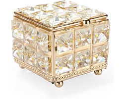 Gigicial Sieradendoos - Sieradenorganizer - Goudkleurig Metaal Design Met Kristallen Kralen Draaipunten Voor Stabiliteit - 1 - Voor Kaptafel En Kantoor