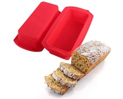Gigicial Siliconen broodvormset - Antiaanbakbakvorm - Hittebestendig 27 x 13 x 6,5 cm - 2-pack - Geschikt voor brood en gebak Rood